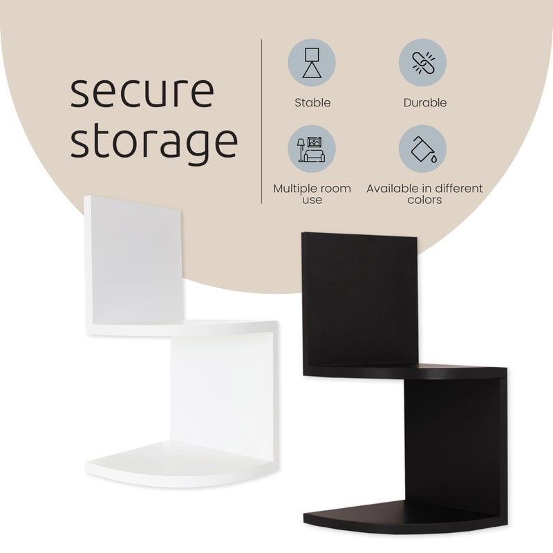 Kiera Grace kieragrace Priva Corner Wall Shelf - Set of 2, White, 7.75" x 7.75" - Image 5